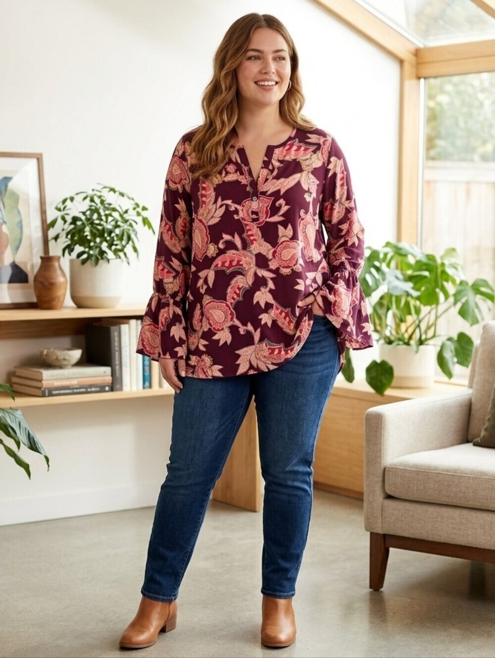 Show Me Your MuMu WOMEN'S Large Perveen Pirate Vino Vine Print Tunic